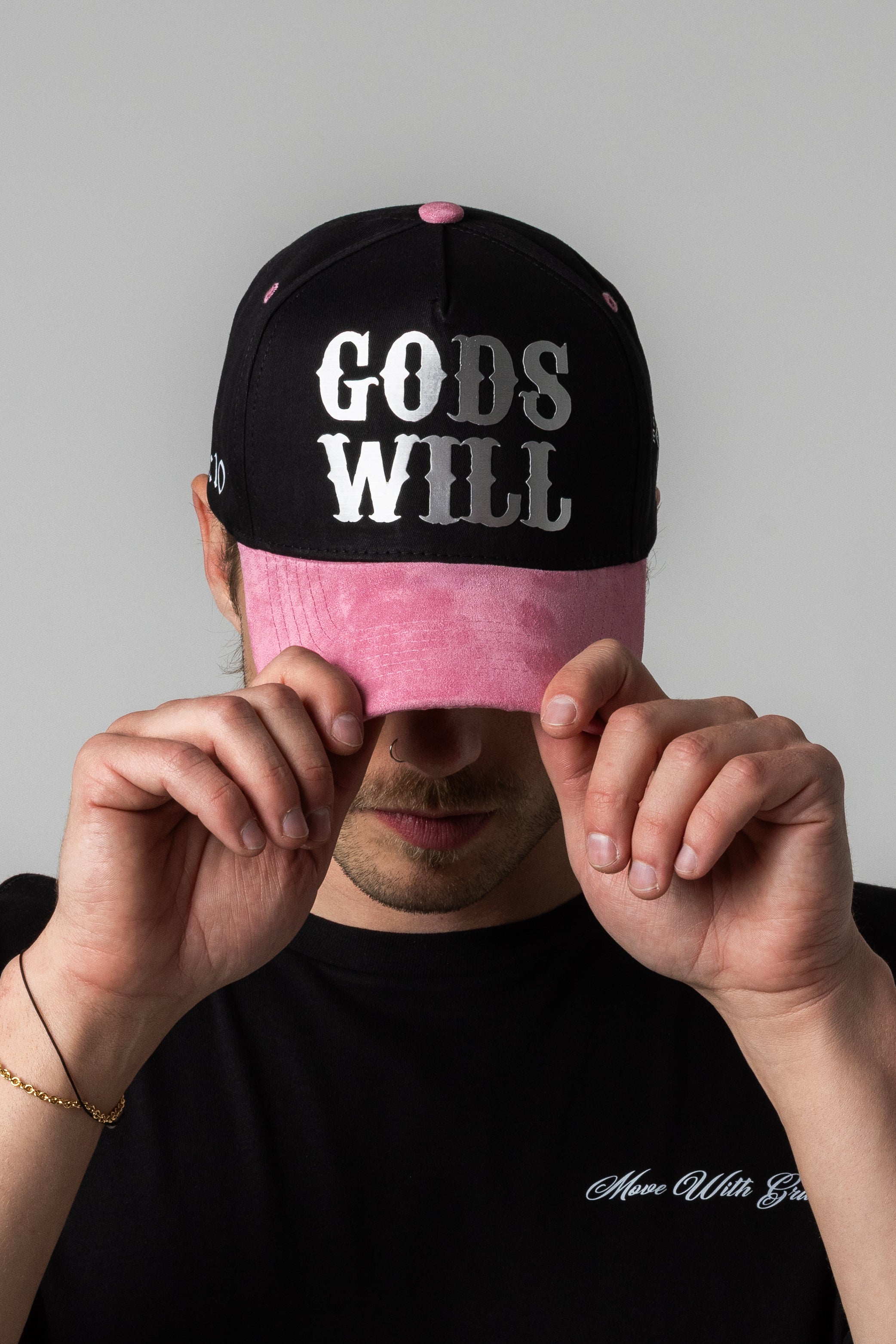 GODS WILL SUEDE HAT - BLACK/PINK